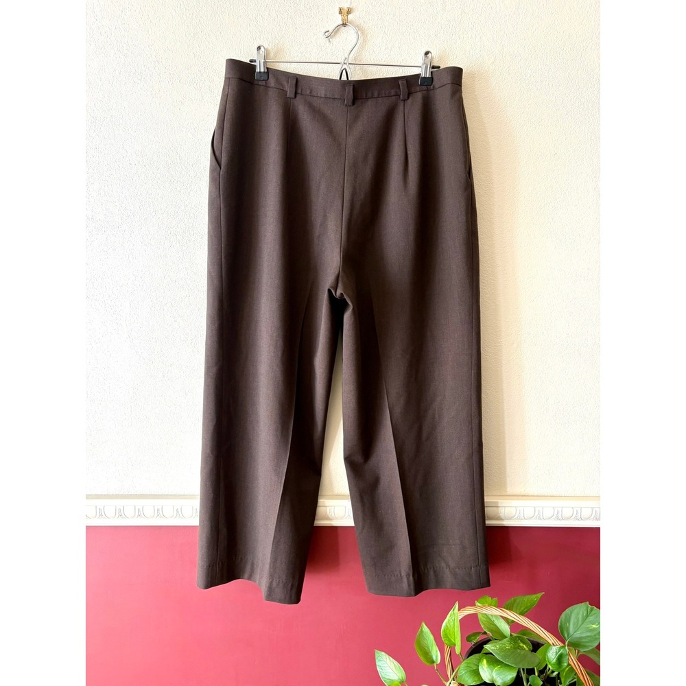 Vintage Jones New York Brown Wool Pleated High Rise Ankle Pants 16 Menswear Chic - Picture 5 of 5
